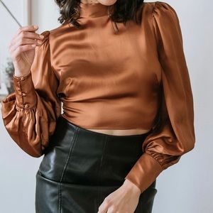 Aritzia Wilfred Leigh Blouse in brown/copper size XXS. Excellent condition!